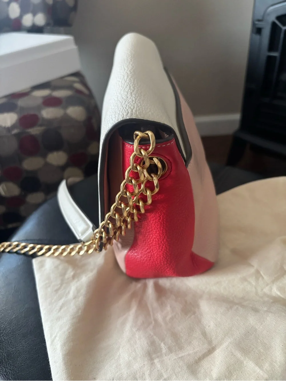 Tory Burch Two-Tone Cream & Blush Pebbled Leather Crossbody